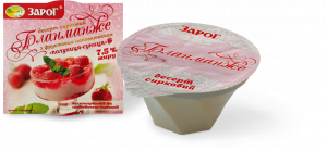 Десерт сирковий "Бланманже" 7,5% жиру з фруктовим наповнювачем "Полуниця-суниця" 140 г ТМ "ЗароГ"